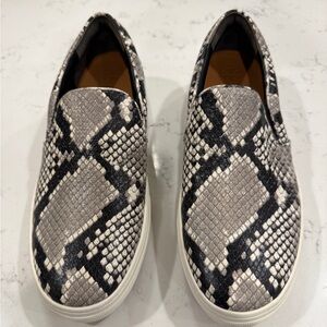 Tory Burch Slip-On Sneakers in Black & Gray Snake Print